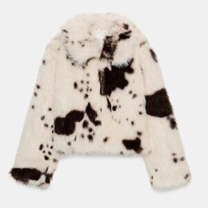 NWT Faux Fur Animal Print Coat, M